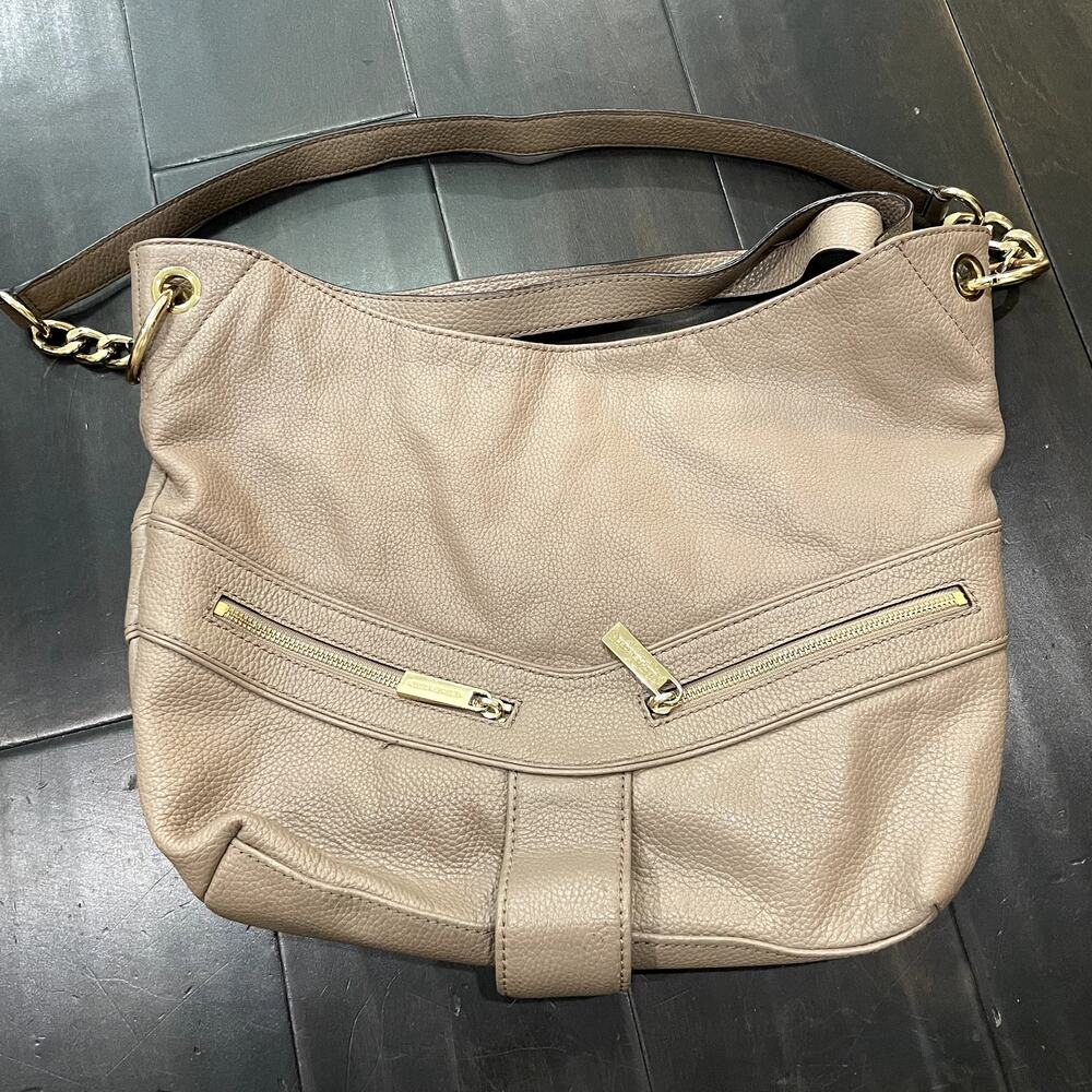 Michael Kors Jamesport Leather Shoulder Tote Purse Dark Dune